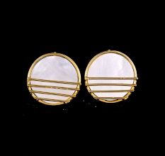 Handmade Brass Dangle Earrings with Mother of Pearl and 22k Gold Plating